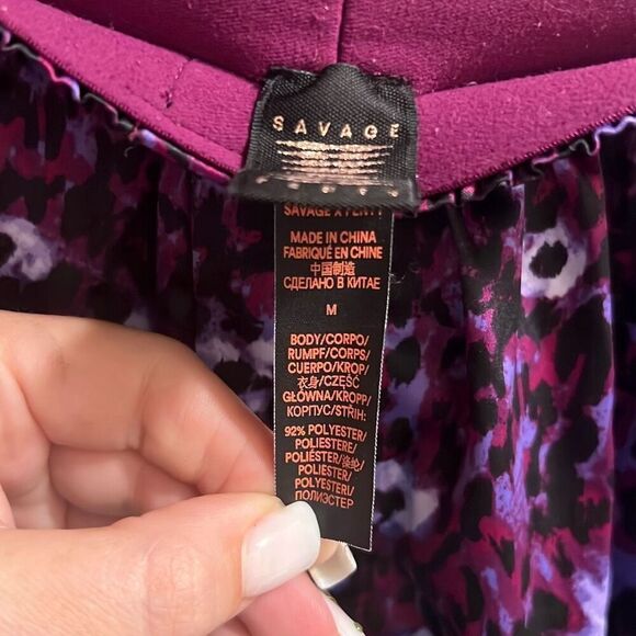 ✨Savage X Fenty Purple Satin Sz Medium Boxers In Plum Potion Runnin’ Wild Print✨ - Picture 7 of 9